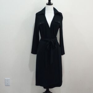 Diane Von Furstenberg Black Wool Wrap Dress, Size 6